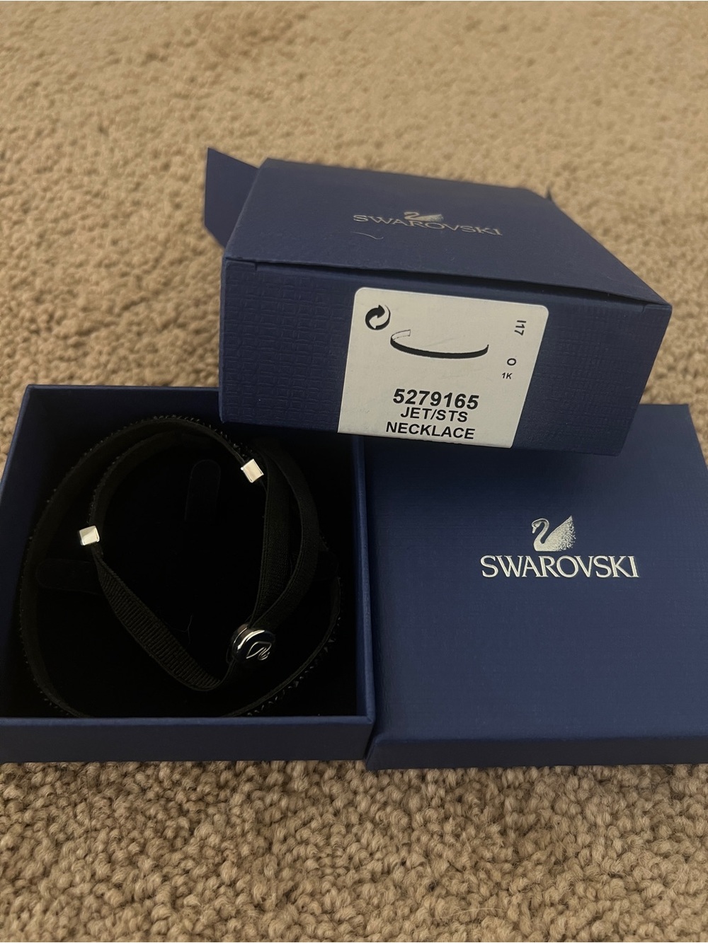 Swarovski Black Crystal choker with adjustable length
